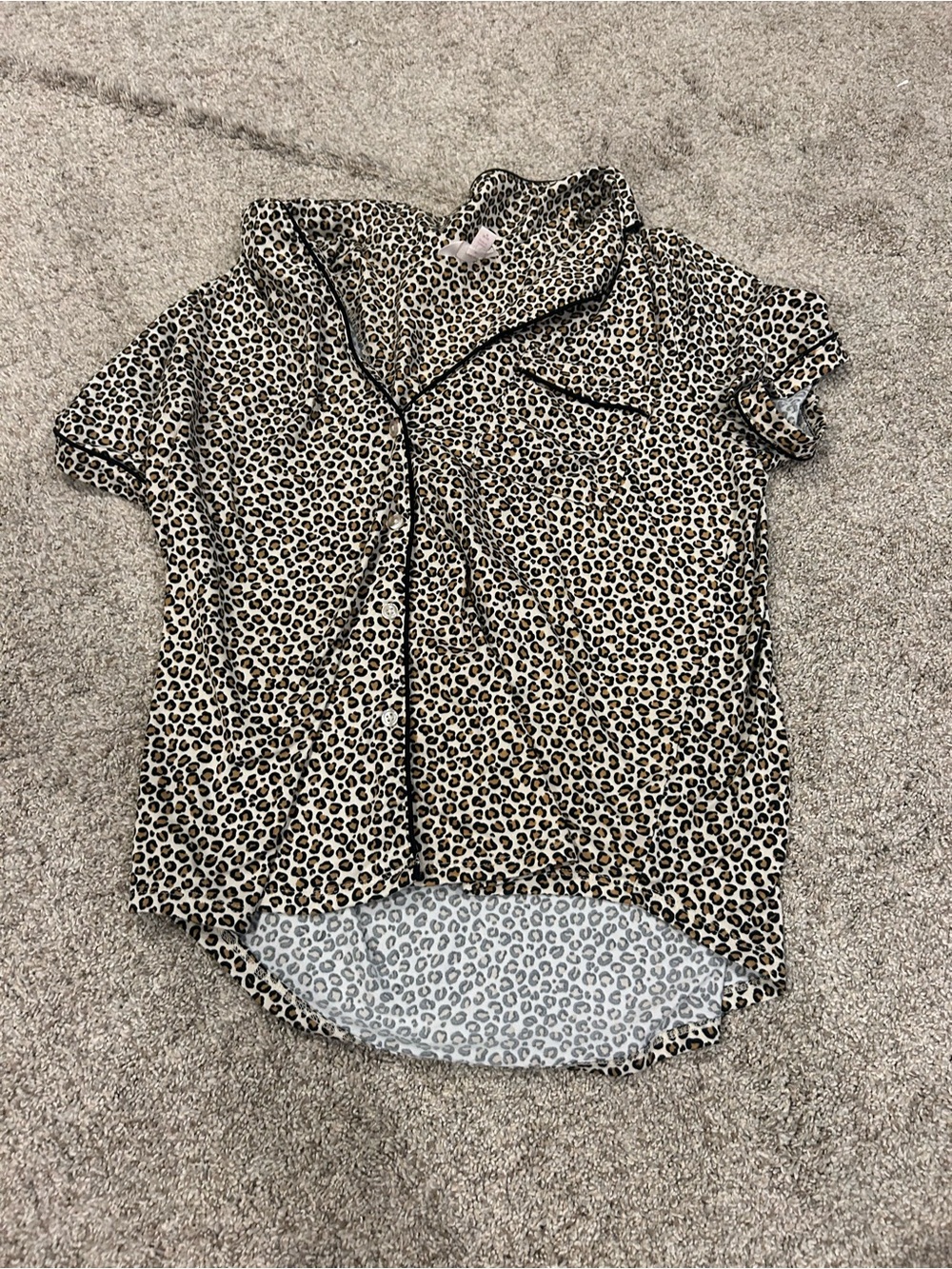 Secret Treasures Leopard Print Short Sleeve Top - Brown, Black, Cream